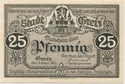 Greiz - Stadt - 5.9.1921 - 25 Pfennig
