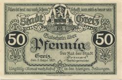 Greiz - Stadt - 5.9.1921 - 50 Pfennig
