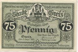 Greiz - Stadt - 5.9.1921 - 75 Pfennig