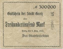 Greiz - Stadt - 6.8.1923 - 300000 Mark