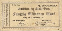 Greiz - Stadt - 14.9.1923 - 50 Millionen Mark