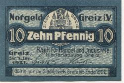 Greiz - Bank für Handel und Industrie, Niederlassung Greiz - 1.1.1921 - Ende 1922 - 10 Pfennig