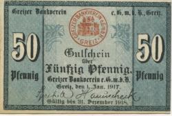 Greiz - Greizer Bankverein eGmbH - 1.1.1917 - 31.12.1918 - 50 Pfennig