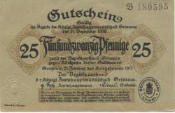 Grimma - Amtshauptmannschaft - 21.2.1917 - 31.12.1918 - 25 Pfennig