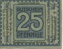 Grimma - Amtshauptmannschaft - 4.11.1918 - 31.12.1919 - 25 Pfennig