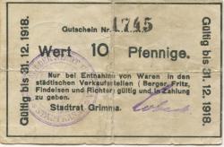 Grimma - Stadt - - 31.12.1918 - 10 Pfennig