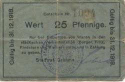 Grimma - Stadt - - 31.12.1918 - 25 Pfennig