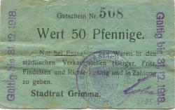 Grimma - Stadt - - 31.12.1918 - 50 Pfennig