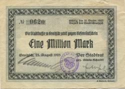 Groitzsch - Stadt - 25.8.1923 - 31.12.1923 - 1 Million Mark