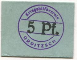 Groitzsch - Kriegshilfsverein - -- - 5 Pfennig
