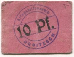 Groitzsch - Kriegshilfsverein - -- - 10 Pfennig