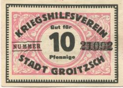 Groitzsch - Kriegshilfsverein - -- - 10 Pfennig