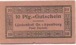 Groß-Apenburg (heute: Apenburg-Winterfeld) - Zurleit, Paul, Lindenhof - -- - 10 Pfennig