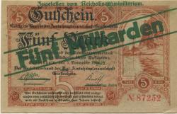 Großenhain - Amtshauptmannschaft - 1.11.1923 - 5 Milliarden Mark