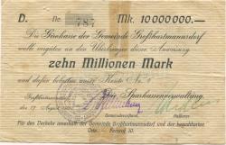 Großhartmannsdorf - Sparkasse - 17.8.1923 - 10 Millionen Mark