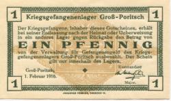 Groß-Poritsch (heute: PL-Bogatynia) - Kriegsgefangenenlager - 1.2.1916 - 1 Pfennig