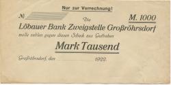 Großröhrsdorf - Löbauer Bank, Zweigstelle Großröhrsdorf - 1922 - 1000 Mark