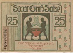 Groß Salze (heute: Schönebeck) - Stadt - 10.8.1920 - 25 Pfennig