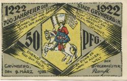 Grünberg - Stadt - 9.3.1922 - 50 Pfennig
