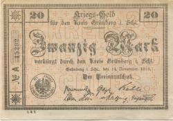 Grünberg (heute: PL-Zielona Gora) - Kreis - 14.11.1918 - 31.3.1919 - 20 Mark