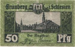 Grünberg (heute: PL-Zielona Gora) - Stadt - - 31.12.1921 - 50 Pfennig