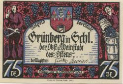 Grünberg (heute: PL-Zielona Gora) - Stadt - - 31.12.1921 - 75 Pfennig