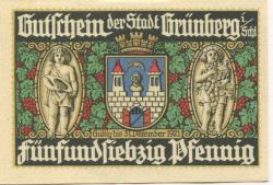 Grünberg (heute: PL-Zielona Gora) - Stadt - - 31.12.1921 - 75 Pfennig