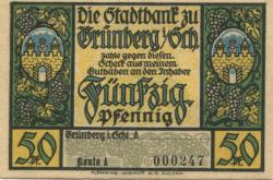 Grünberg (heute: PL-Zielona Gora) - Stadtbank - -- - 50 Pfennig