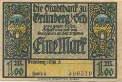 Grünberg (heute: PL-Zielona Gora) - Stadtbank - -- - 1 Mark