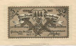 Grünhain (heute: Grünhain-Beierfeld) - Stadt - 3.5.1917 - 30.4.1922 - 5 Mark