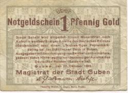 Guben - Stadt - 27.10.1923 - 1 Gold-Pfennig