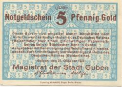 Guben - Stadt - 27.10.1923 - 5 Gold-Pfennig