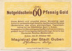 Guben - Stadt - 27.10.1923 - 60 Gold-Pfennig
