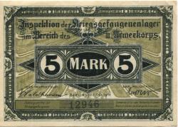 Guben - Inspektion der Kriegsgefangenenlager im Bereich des III.Armeekorps - 1.10.1917 - 5 Mark