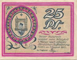 Güsten - Stadt - 1.8.1921 - 25 Pfennig