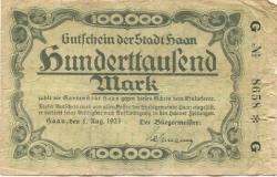 Haan - Stadt - 5.8.1923 - 100000 Mark 