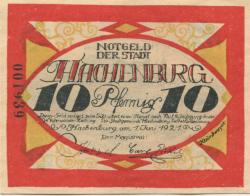 Hachenburg - Stadt - 1.6.1921 - 10 Pfennig 