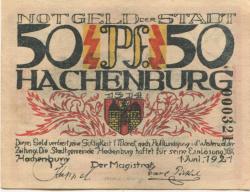 Hachenburg - Stadt - 1.6.1921 - 50 Pfennig 