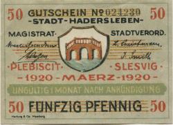 Hadersleben (heute: DK-Haderslev) - März 1920 - 50 Pfennig 