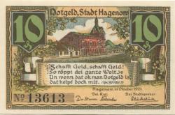 Hagenow - Stadt - Oktober 1921 - 10 Pfennig 