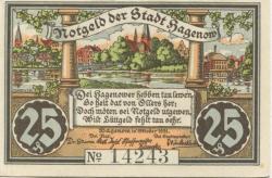 Hagenow - Stadt - Oktober 1921 - 25 Pfennig 