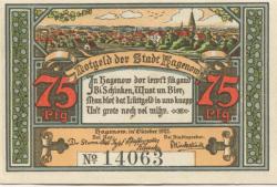 Hagenow - Stadt - Oktober 1921 - 75 Pfennig 