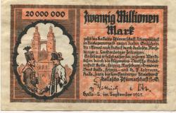 Halle - Hallesche Pfännerschaft AG - September 1923 - 20 Millionen Mark