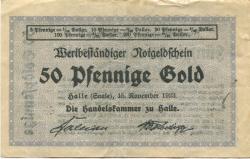 Halle - Handelskammer - 15.11.1923 - 50 Gold-Pfennig