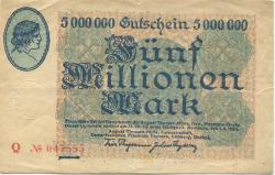 Hamborn (heute: Duisburg) - Thyssen-Hütte, August, Gewerkschaft, Gewerkschaften Friedrich Thyssen, Lohberg, Rhein I - 1.8.1923 - 31.12.1923 - 5 Millionen Mark