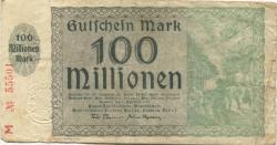 Hamborn (heute: Duisburg) - Thyssen-Hütte, August, Gewerkschaft, Gewerkschaften Friedrich Thyssen, Lohberg, Rhein I - 1.9.1923 - 31.3.1924 - 100 Millionen Mark