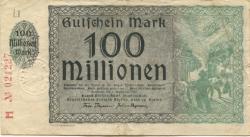Hamborn (heute: Duisburg) - Thyssen-Hütte, August, Gewerkschaft, Gewerkschaften Friedrich Thyssen, Lohberg, Rhein I - 1.9.1923 - 31.3.1924 - 100 Millionen Mark