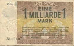 Hamborn (heute: Duisburg) - Thyssen-Hütte, August, Gewerkschaft, Gewerkschaften Friedrich Thyssen, Lohberg, Rhein I - 15.9.1923 - 31.3.1924 - 1 Milliarde Mark