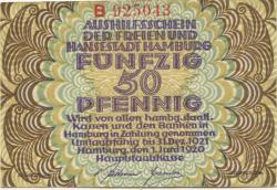 Hamburg - Staat - 1.6.1920 - 31.12.1921 - 50 Pfennig
