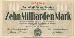 Hamburg - Stadt und Staat - 15.10.1923 - 10 Milliarden Mark